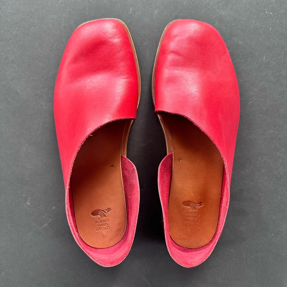 Sevilla Smith bright red leather square toe flats